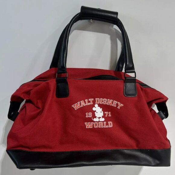 Walt Disney World Mickey Mouse 1971 Red Black Duffle Tote Gym Travel Bag - Picture 1 of 10